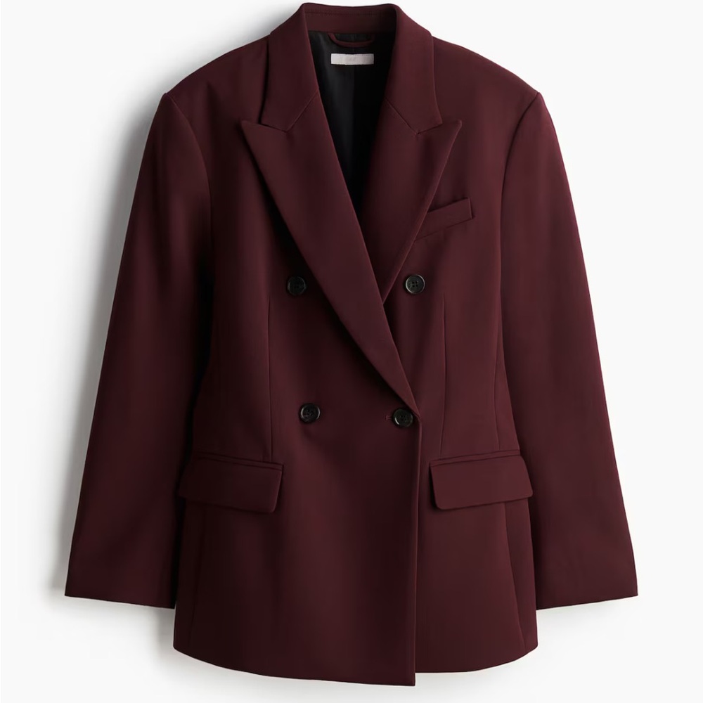 H&M Double-Breasted Burgundy Blazer